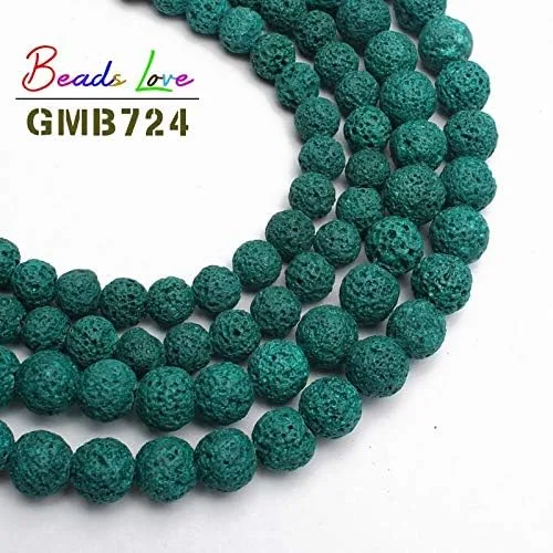 Vista 5 de Cuentas redondas sueltas de piedra volcánica multicolor de lava, para hacer joyas, pulseras, collares, joyas de 4 6 8 10 0.472 in