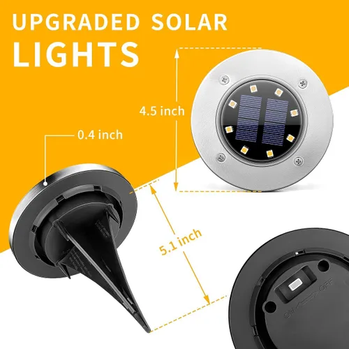 Vista 6 de SOLPEX Luces solares impermeables para exteriores, paquete de 8 luces solares para suelo, luces solares de jardín, iluminación de paisaje