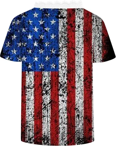 Vista 4 de Plus Size Tops Teen Girls Independence Day Home Wide Sleeve Trendy Super Soft Comfort Deep T Shirt Women