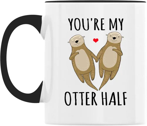 Vista 2 de Taza de media taza con texto en inglés "You're My Otter", divertida taza de café para pareja, taza de aniversario para marido de esposa, 11 onzas