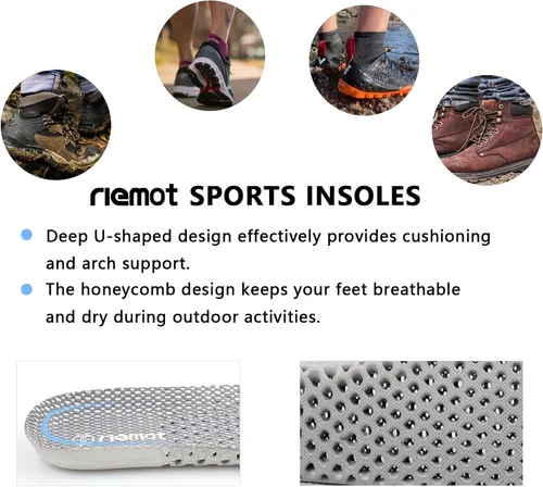 Vista 3 de Riemot - Plantillas de zapatos para mujer con estructura de panal transpirable, plantillas deportivas con amortiguación, plantillas de repuesto