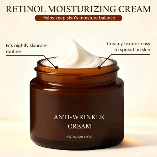 Vista 2 de Crema antiarrugas con retinol, reafirma y levanta la piel, mejora las líneas finas, restaura la elasticidad, hidratación profunda para todo