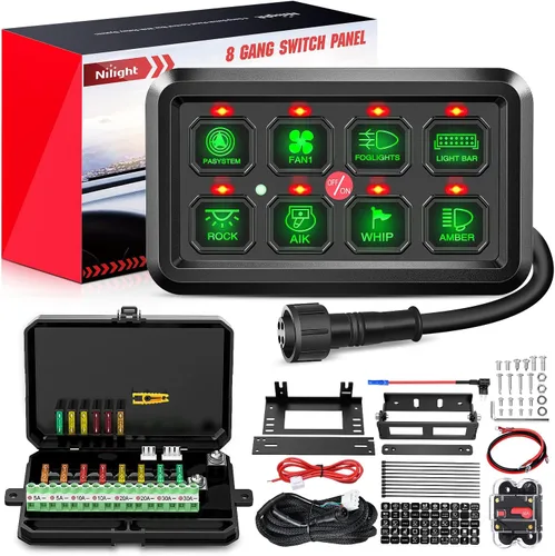 Vista 31 de Nilight Panel de Interruptores de 6 Posiciones Sistema de Relé de Control de Circuito Universal con Arnés de Cableado con Fusible LED Pod Regulable