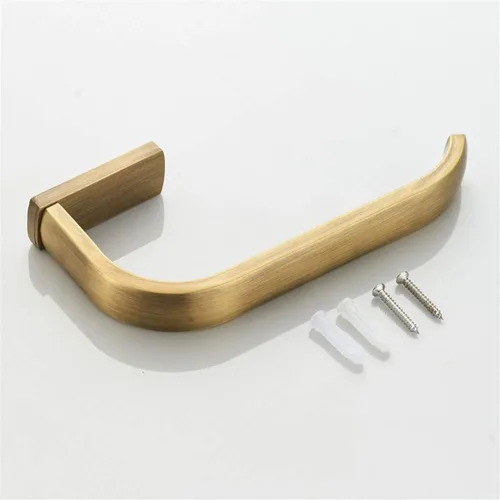 Vista 4 de Flybath Soporte de papel higiénico de latón antiguo con 2 ganchos para abrigos montado en la pared