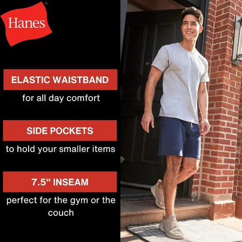 Vista 4 de Hanes - Pantalón corto de jersey con bolsillo para hombre