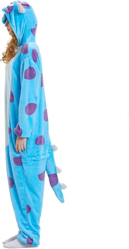 Vista 7 de MGOGO Unisex Adult Pajamas Sulley Sullivan Onesies Halloween Christmas Animal Cosplay Costume Winter Sleeping Wear