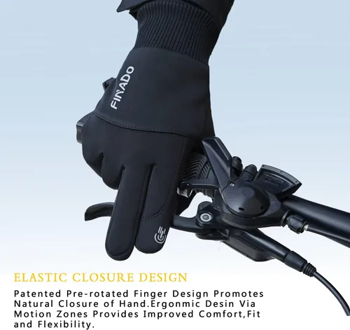 Vista 4 de FINADO 2 pares de guantes de invierno para hombres y mujeres, guantes térmicos para clima frío, resistentes al agua, resistentes al viento, guantes