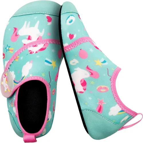 Vista 2 de Scurtain - Zapatos acuáticos para niños, calcetines acuáticos de secado rápido con sensación de pies descalzos para niños, niñas y bebés con suela