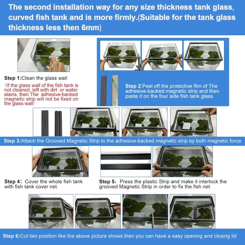 Vista 3 de Magnetic Aquarium Anti-Jumping net Cover mesh to Protect Fish Jumping Out of Fish Tank