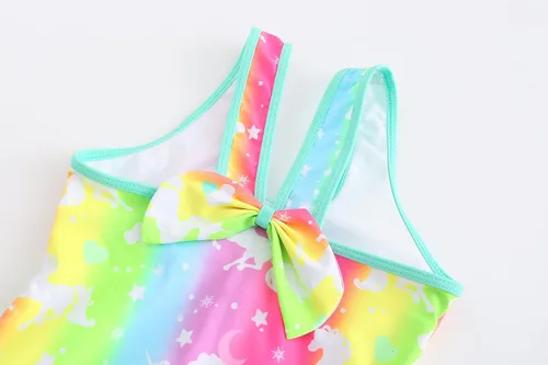 Vista 4 de Traje de baño de unicornio de una pieza para niñas, traje de baño de sirena, traje