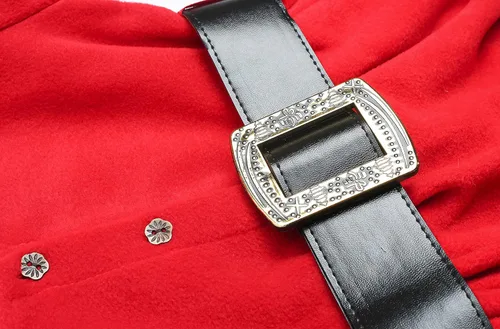 Vista 5 de Lilax Vestido rojo con capucha y cinturón navideño para niñas pequeñas, Rojo