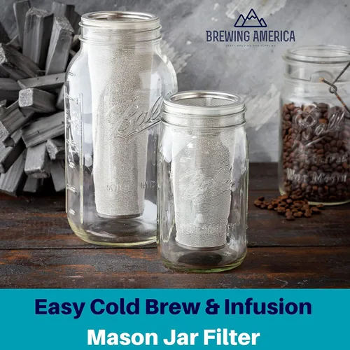 Vista 7 de Tapas para tarros Mason de boca ancha y filtro de 1 cuarto de galón para café frío, paquete de 4 tapas fabricadas en Estados Unidos sin fugas