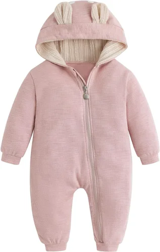 Vista 35 de Simplee Kids Enterizo con diseño de conejo de Pascua con capucha, para bebé, overol con cremallera y orejas largas