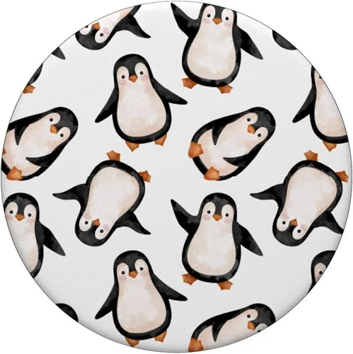 Vista 3 de Pingüinos Acuarela Patrón PopSockets Swappable PopGrip