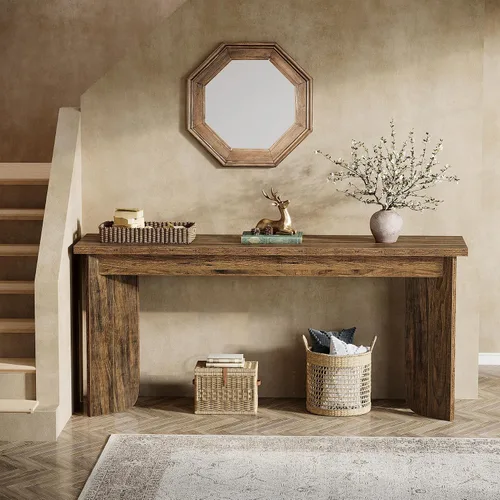 Vista 5 de Tribesigns Mesa consola de sofá de 70.9 pulgadas, mesa de entrada extra larga de madera con mesa ampliada, consola de granja detrás del sofá