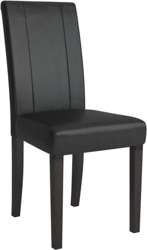 Vista 5 de Silla Parson de madera maciza con almohadilla de cuero, estilo urbano, juego de 2 unidades, de Roundhill, Madera, Negro