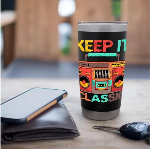 Vista 7 de Keep It Classic Radio 80s 90s Retro Vintage Cassette Player Vaso aislado de acero inoxidable