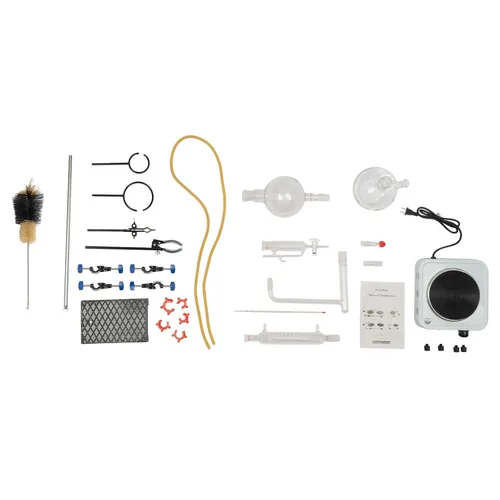 Vista 7 de Separador de aceite esencial de 110 V 1000 W, kit de cristalería de laboratorio, aparato de destilación de aceite de vapor de encimera, purificador