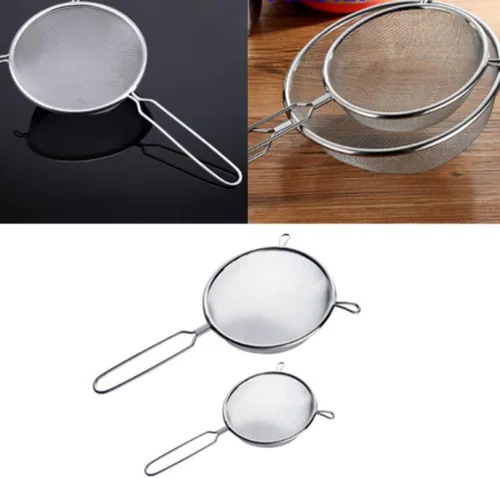 Vista 8 de Colador de malla de acero inoxidable con colador de cucharón ranurado de mango largo para servir fideos y albóndigas diseño único para preparación