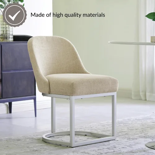 Vista 34 de Leick Home 214536 Barrelback Silla de comedor con base de metal, juego de 2, para comedor, asiento moderno de lino negro y base de metal dorado