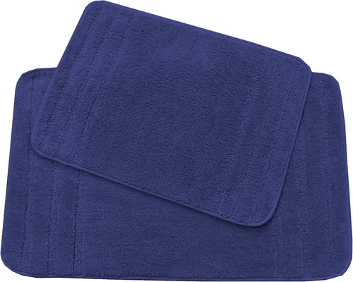Vista 2 de All American Collection Juego de 2 alfombrillas de baño rectangulares antideslizantes de felpa lanuda absorbente de agua para baño y bañera de Beige
