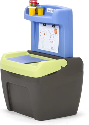 Vista 2 de Simplay3 Caja de almacenamiento de juguetes todo en uno y caballete doble para niños