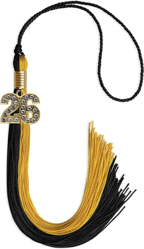Vista 63 de Endea Graduation Borla de doble color con dije dorado (negro/oro brillante, 2022)