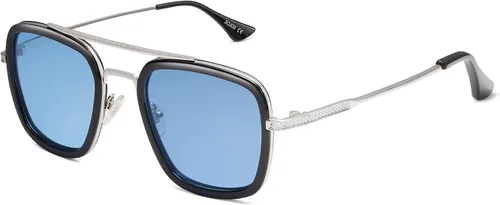 Vista 10 de SOJOS Gafas de sol polarizadas para hombres y mujeres, estilo aviador, retro, cuadradas, montura de aleación clásica, HERO SJ1126