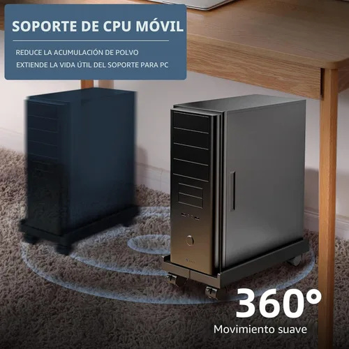 Vista 6 de BYMECOST Soporte ajustable de PC para alfombra, soporte de torre de Negro