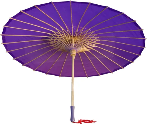 Vista 37 de Sombrilla de tela de bambú lisa, ideal para recuerdos de fiesta de boda (azul claro)