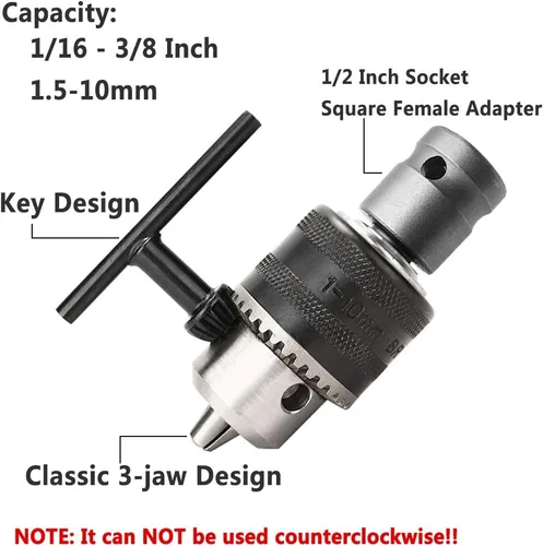Vista 5 de Yakamoz Portabrocas de llave de 0.059-0.394 in de capacidad de 1/16 a 3/8 pulgadas para herramienta de conversión de llave de impacto de aire