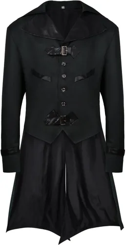 Chaqueta medieval Steampunk para hombre, chaqueta gótica de vampiro, abrigo Frock, disfraz de Halloween, uniforme victoriano gótico retro