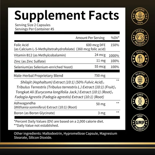 Vista 2 de Shilajit para hombres, refuerzo de prueba 10 en 1 para hombres – Potenciador de resistencia, vitalidad y fuerza, suplemento de mejora masculina