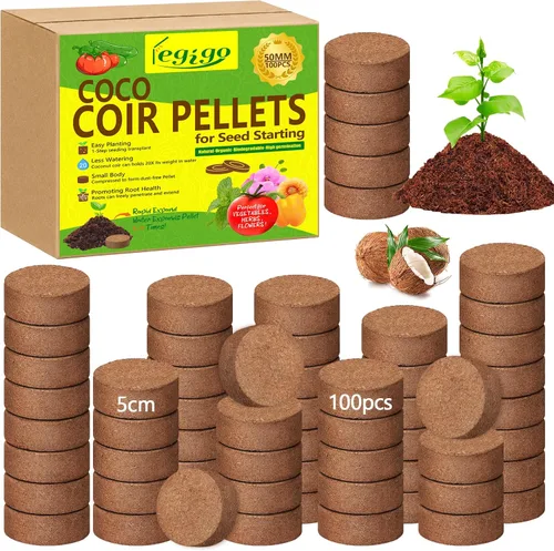 Vista 12 de Legigo 50 Pz 30mm de Fibra de Coco en Pellets para Mezcla de Suelo de Inicio de Semillas - Pods de Suelo de Fibra de Coco Orgánico para Plántulas