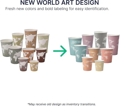Vista 8 de ECO PRODUCTS World Art - Tazas de café desechables, tazas de papel, 8 onzas