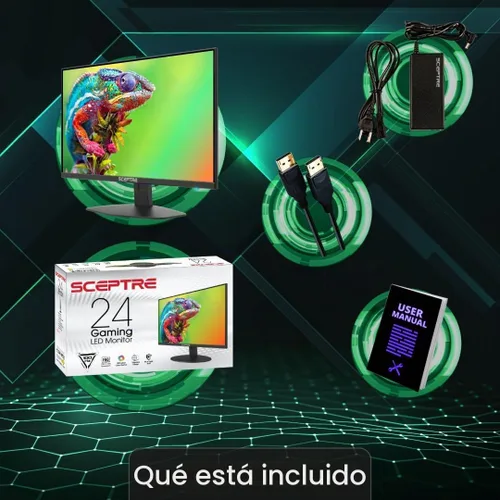 Vista 2 de Monitor LED ultradelgado HDMI, metálico, Sceptre E E248W-1920R 24 pulgadas