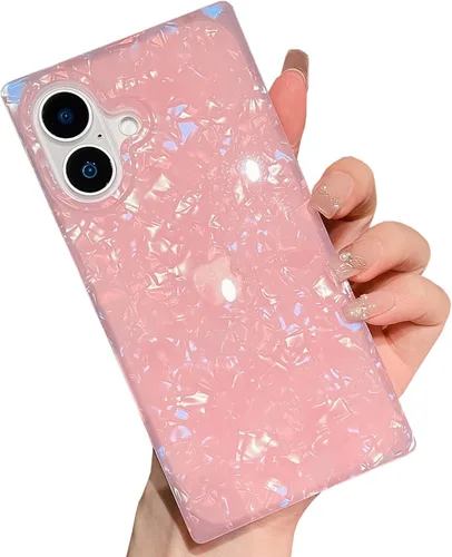 Vista 44 de Elegante Funda con Concha de Madre Perla para Niña Compatible con iPhone 14 de 6.1 Pulgadas, Funda Rectángulo con Borde, Elegante y delgada