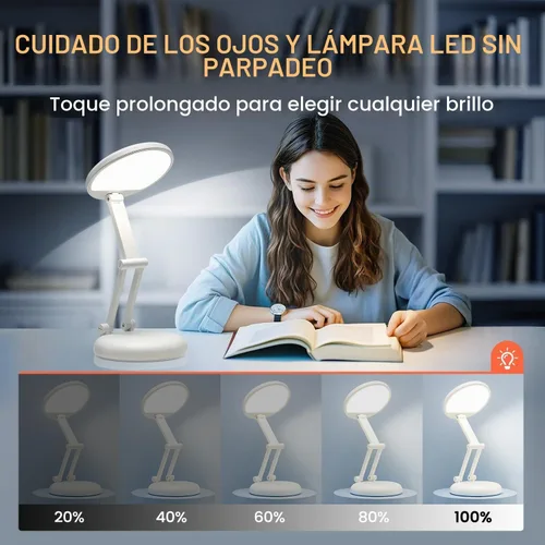 Vista 3 de Lámpara recargable inalámbrica con pilas, 3600 mAh, lámpara de mesa LED inalámbrica de 10 brillo, pequeña mini luz portátil con pilas para oficina
