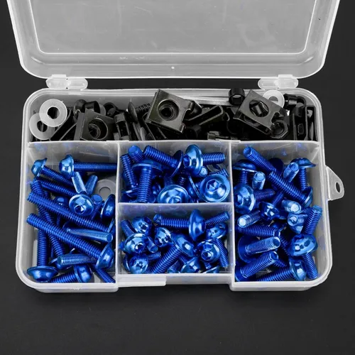 Vista 5 de Tornillos, kit universal de carenado de 177 piezas de tornillos de motocicleta M5 M6 apto para motos deportivas (azul)