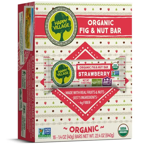 Vista 10 de Happy Village Barra orgánica de higo y nueces, APRICOT, solo 3 ingredientes, sin gluten, sin azúcar añadida, Kosher, sin OMG, vegana, buena fuente