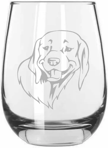 Vista 473 de Shar Pei (chino) - Vaso de vino sin tallo grabado para perro, 15.25 onzas