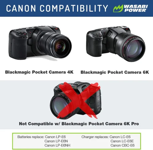 Vista 3 de Wasabi Power Batería LP-E6, LP-E6N (paquete de 2) para Canon EOS 5D Mark II/III/IV, 5DS, 5DS R, 6D, 6D Mark II, 7D, 7D Mark II, 70D, 80D, 90D, R