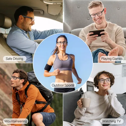 Vista 5 de GenXenon Gafas inteligentes para hombres y mujeres, lentes de luz azul transparente, gafas Bluetooth con altavoz, asistente de voz y toque