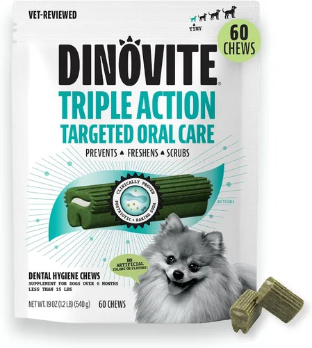 Vista 12 de Dinovite - Masticables dentales diarios para perros pequeños, refresca
