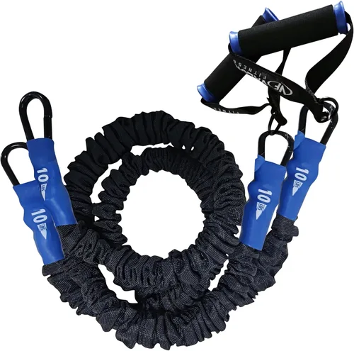Vista 12 de Valor Fitness Bandas de resistencia – 5 libras a 25 libras – Mosquetones adjuntos y 2 bandas por opción de peso con asas – Funda cubierta