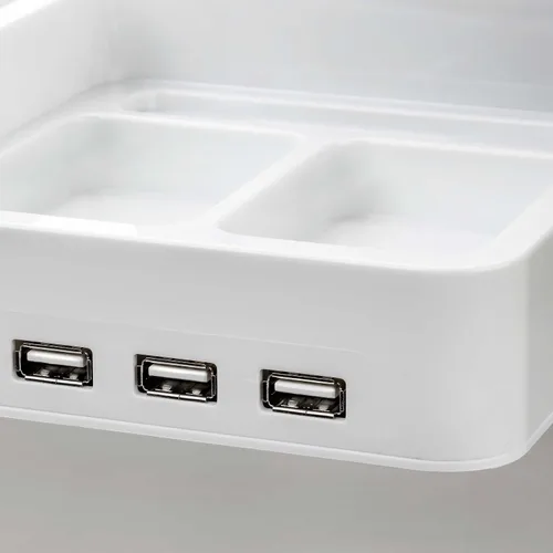 Vista 4 de ART79001 - Organizador de escritorio artístico para iPad/iPhone/Tablet/Smartphone con 3 puertos USB, color negro