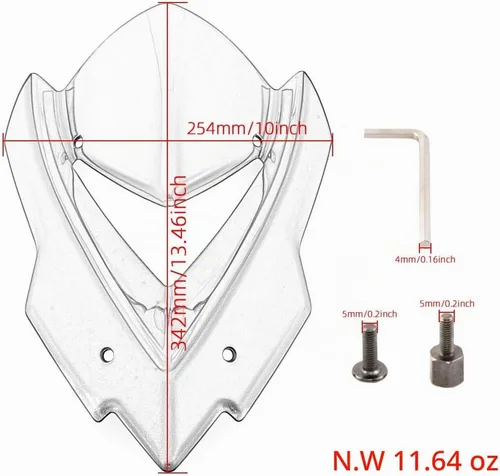 Vista 3 de Deflectores de viento de doble burbuja para parabrisas de motocicleta, compatible con Kawasaki Z1000 2014-2019 Negro-Blcak