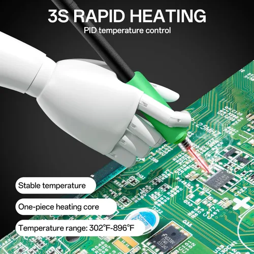 Vista 3 de BK601Pro 120W Kit de estación de soldador de precisión con 3 canales de memoria, 1 punta de soldador C210, control de temperatura (302 °F a 896 °F)