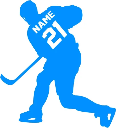 Vista 4 de VWAQ - Adhesivo decorativo para pared con diseño de jugador de hockey, personalizable, para habitación de niños, CS23