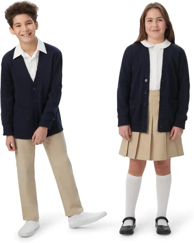 Vista 3 de French Toast Cardigán con cuello en V para niños. Tela que no produce bolitas.